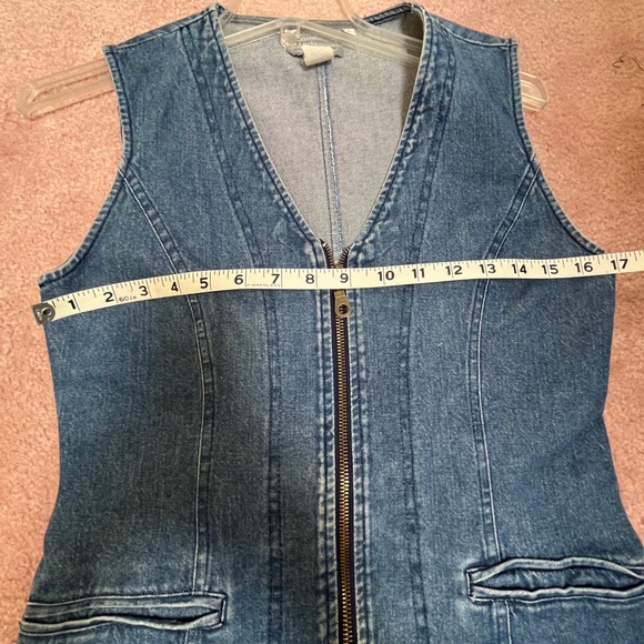 80s Mini Zip Up Denim Dress 4P - Picture 7 of 15